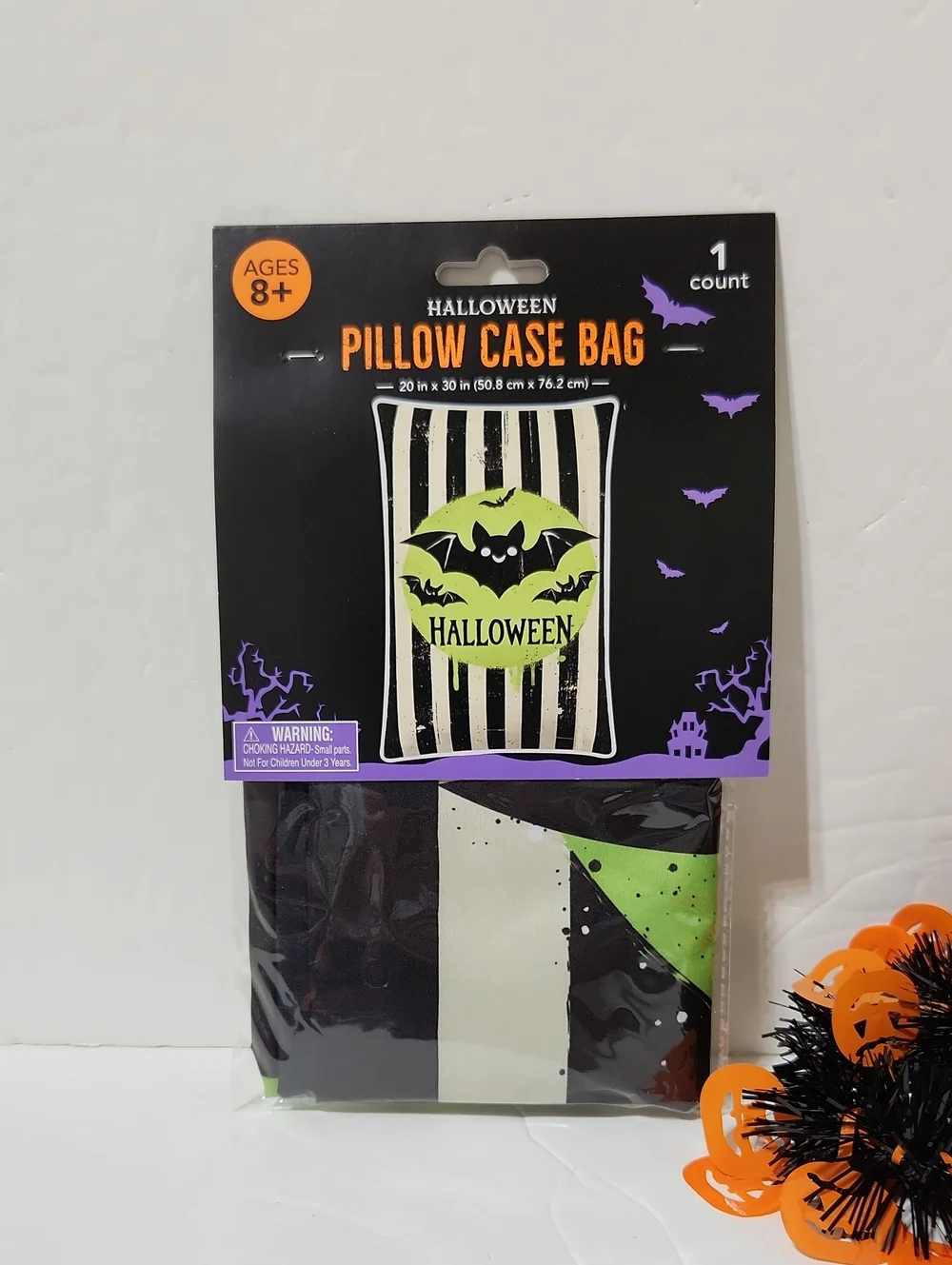 Halloween & Black Bat Pillow Case Trick-or-Treat Candy Bag